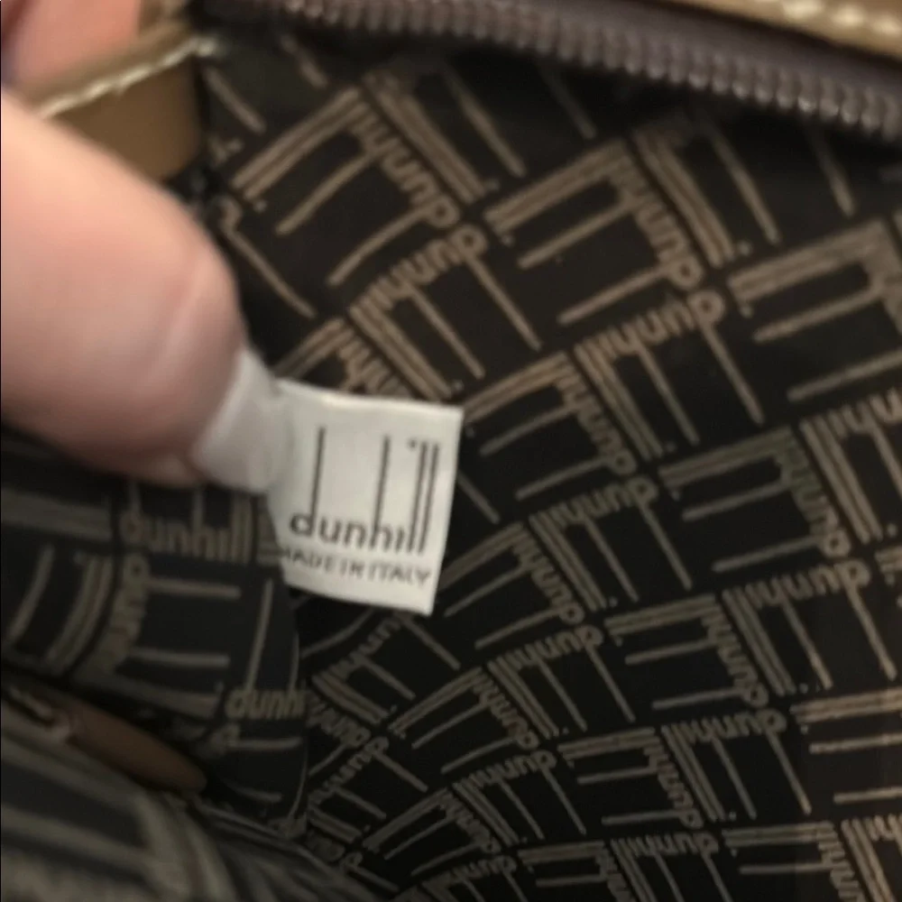 Vintage Dunhill Brown Herringbone Pouch Bag with Sleek Design